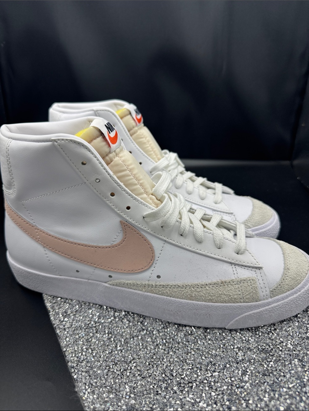 Nike Women's High-Top Sneakers in White and Blush Pink - Picture 2 of 6